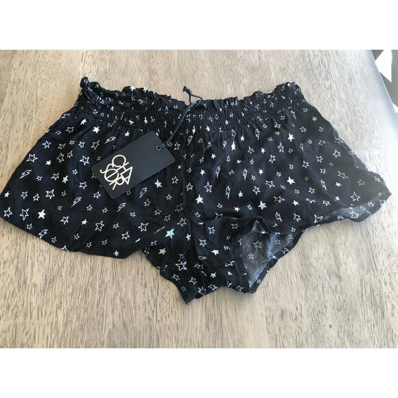 Chaser Star and Lightning Bolt Swim Coverup Shorts in Black and White - M - Picture 2 of 4